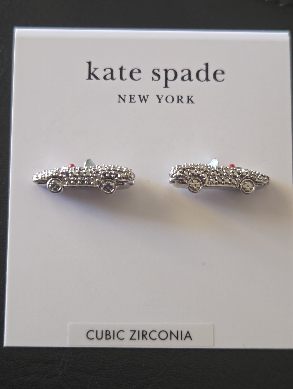 Kate Spade CZ Silver Car Stud Earrings